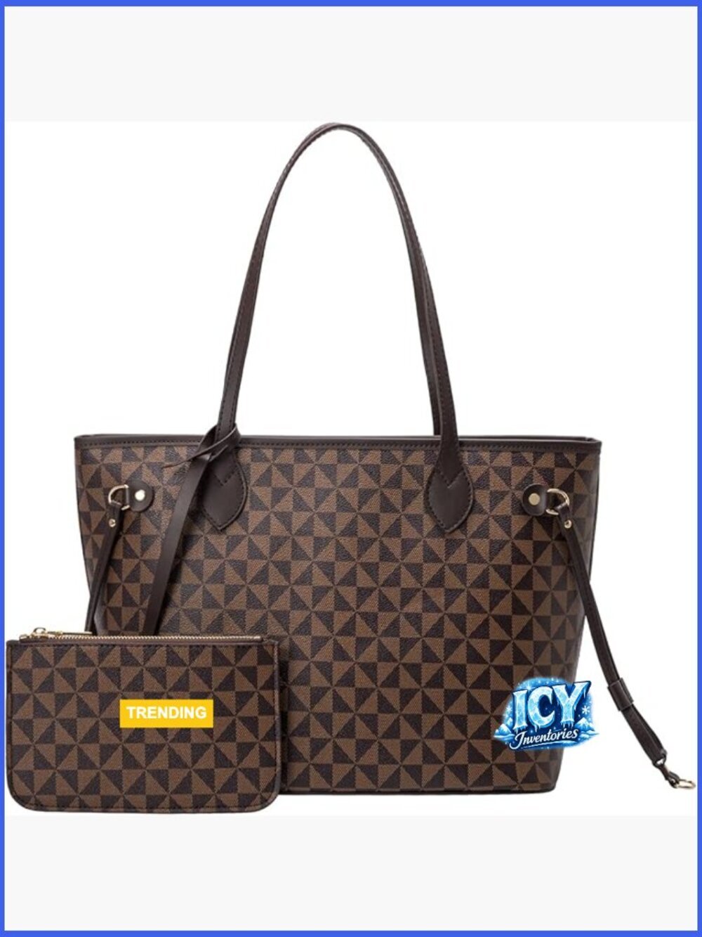 Leather Satchel Handbag with Wallet, Top Handle Shoulder Bag